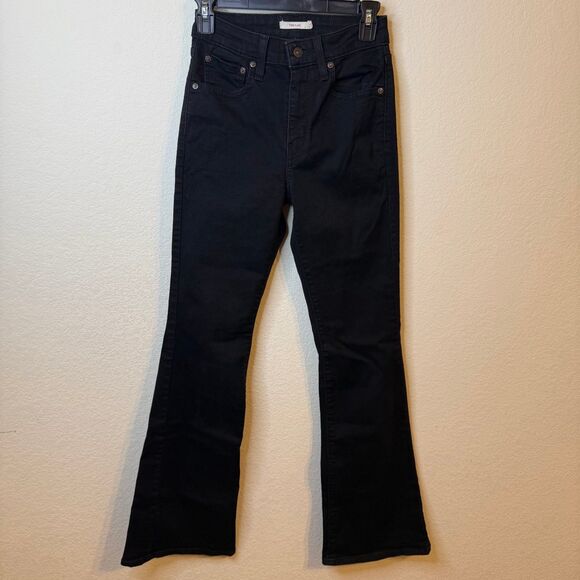 Levi's 726 Women's Jeans Black Denim Flare Stretch Cotton Tag 27x34 - Picture 1 of 10